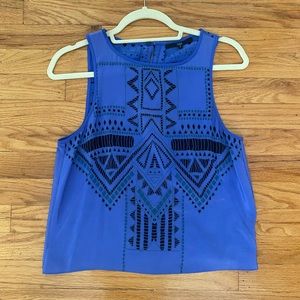 Geometric silk sleeveless top